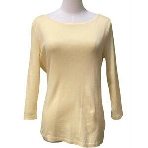 The Talbots Tee - 3/4 Sleeve Length Boat Neck 100% Pima Cotton Pastel Yellow PM
